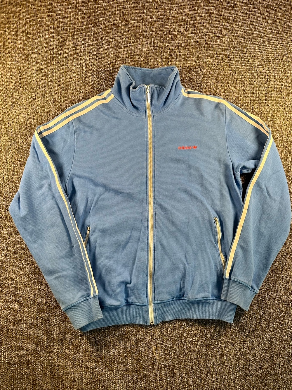 Adidas 1949 sky, blue zip up Jacket Large